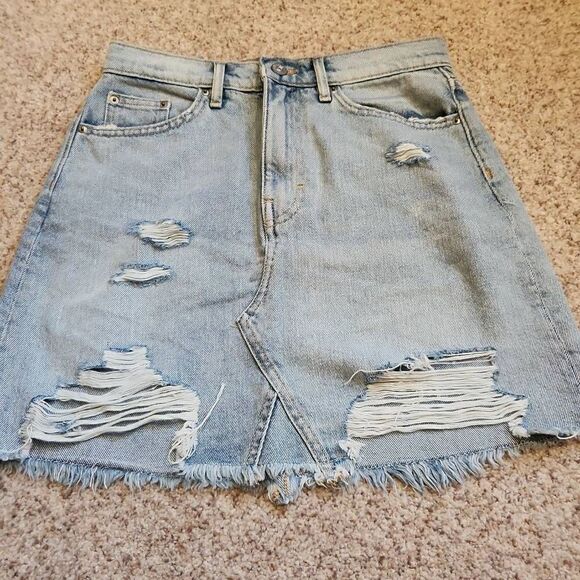Divided Lightwash Women's Denim Distressed Skirt - Picture 1 of 6